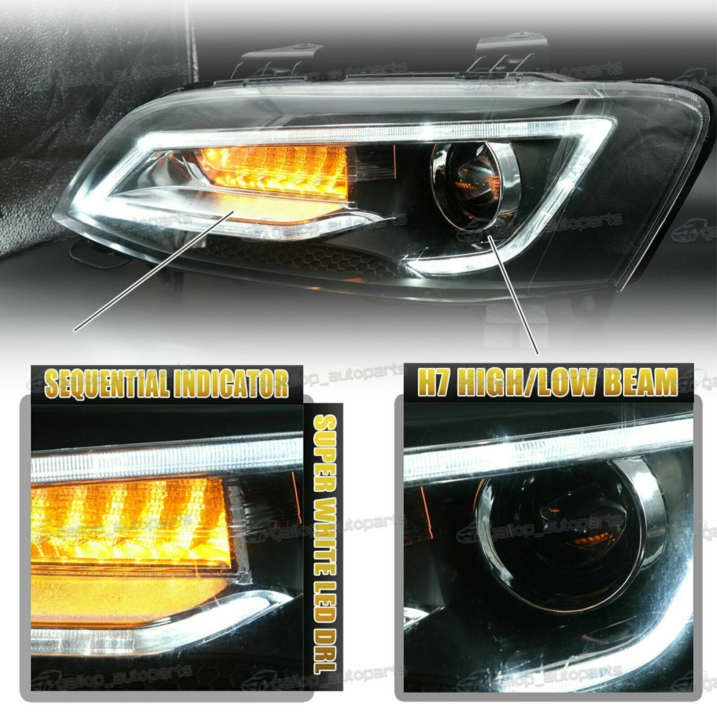 VE SERIES 2 SS SV6 BERLINA CALAIS VE HEADLIGHTS PAIR DRL BLACK NEW DESIGN LED