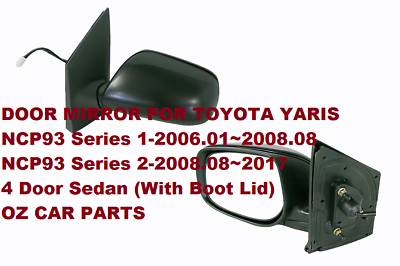 Passenger Side Electric Door Mirror 3 Pin for Toyota Yaris NPC93 4 Door Sedan 06-17