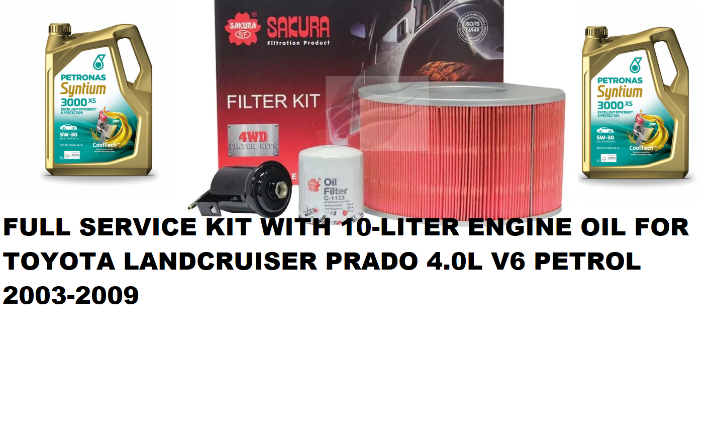 FULL SERVICE KIT WITH OIL FOR TOYOTA LANDCRUISER PRADO 4.0L V6 PETROL 2003-2009