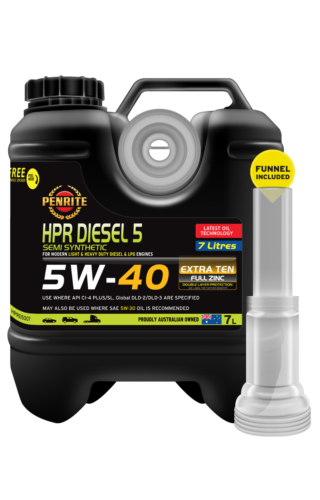 7-LITRE PENRITE ENGINE OIL HPR DIESEL 5 5W-40 Semi Syn. HPRD5007 Semi Synthetic