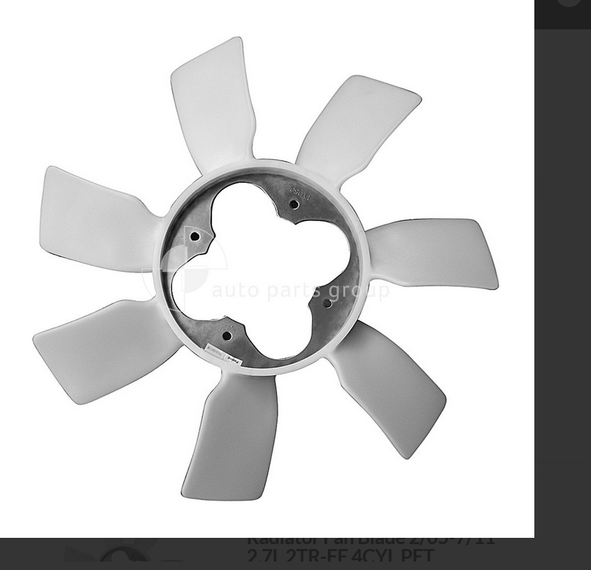 NEW RADIATOR FAN BLADE FOR TOYOTA HILUX 2/2005-4/2015 2.7L 2TR-FE 4CYL PETROL