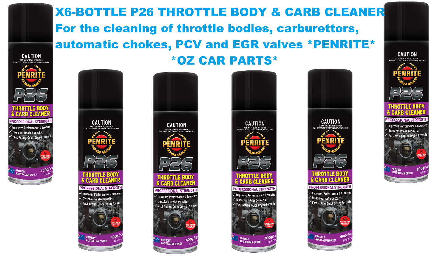 X6-BOTTLE *PENRITE* P26 THROTTLE BODY & CARB CLEANER P26TBCC0004