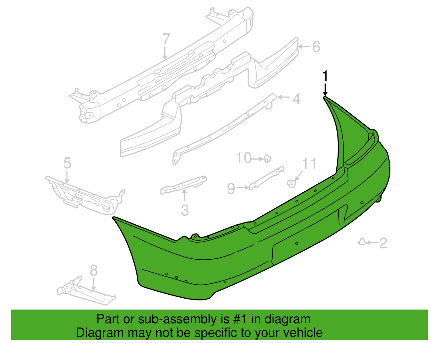Genuine REAR BAR BUMPER FOR Subaru Impreza GD/GG Sports wagon 10/2000-10/2002