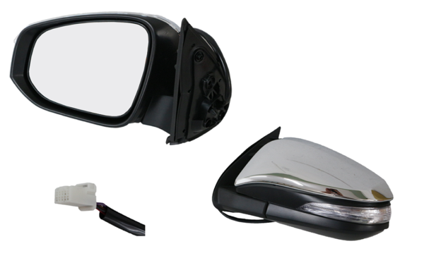 NEW LEFT SIDE DOOR MIRROR FOR TOYOTA HILUX 07/2015-ON WITH LIGHT 5-PIN CHROME