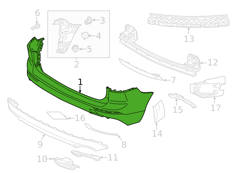 Genuine REAR BAR BUMPER FOR Volvo XC60 UZ Suits Park Assist Semi-Automatic Park