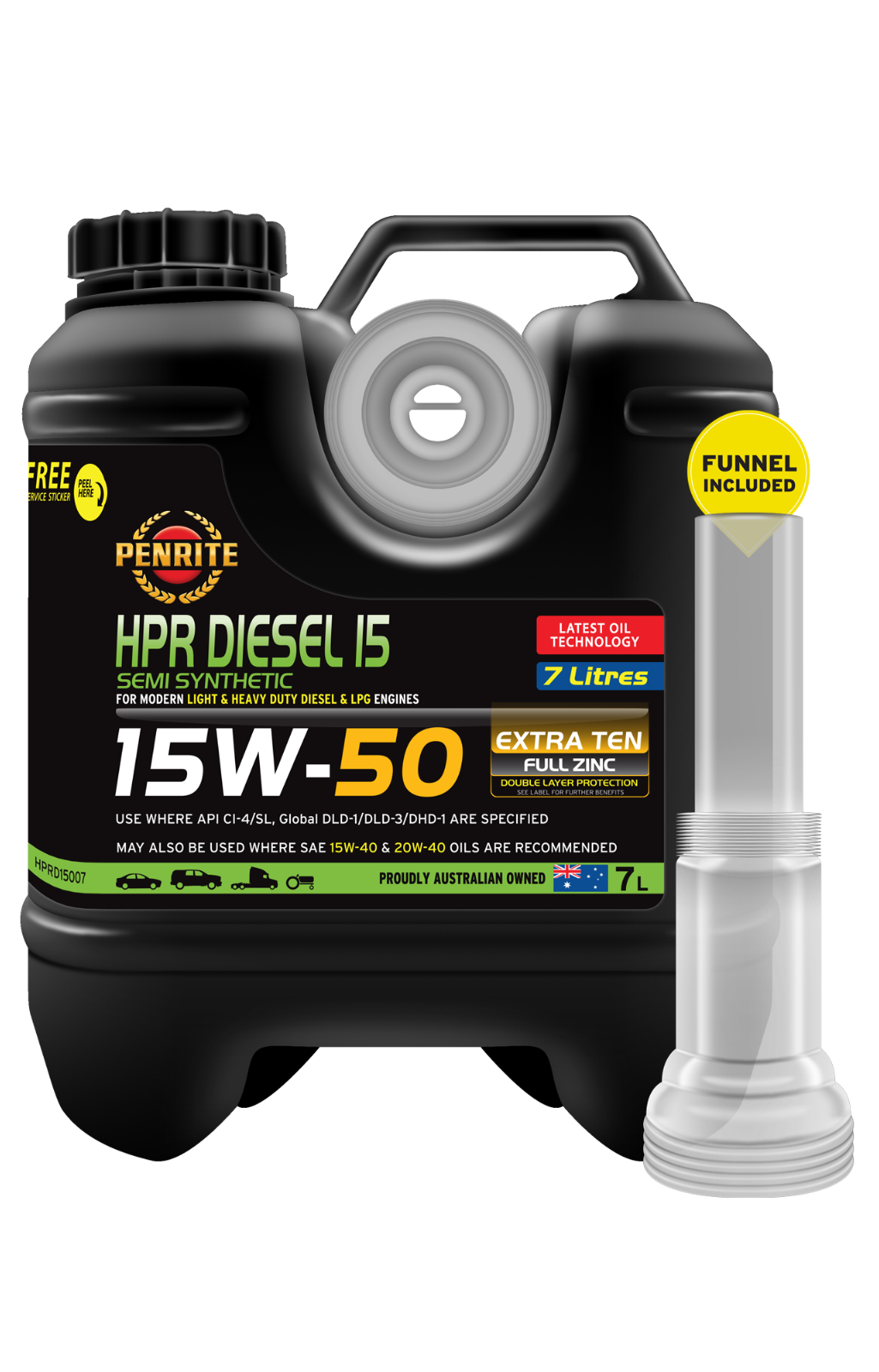 7-Litre *PENRITE*-HPRD15007- HPR DIESEL 15 15W-50 (Semi Syn.) ENGINE OIL diesel