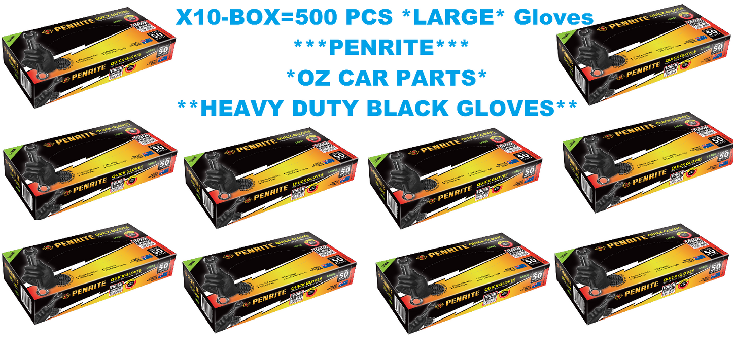 500-PCS-LARGE Gloves HEAVY DUTY BLACK GLOVES FOR Engineering & Plumbing