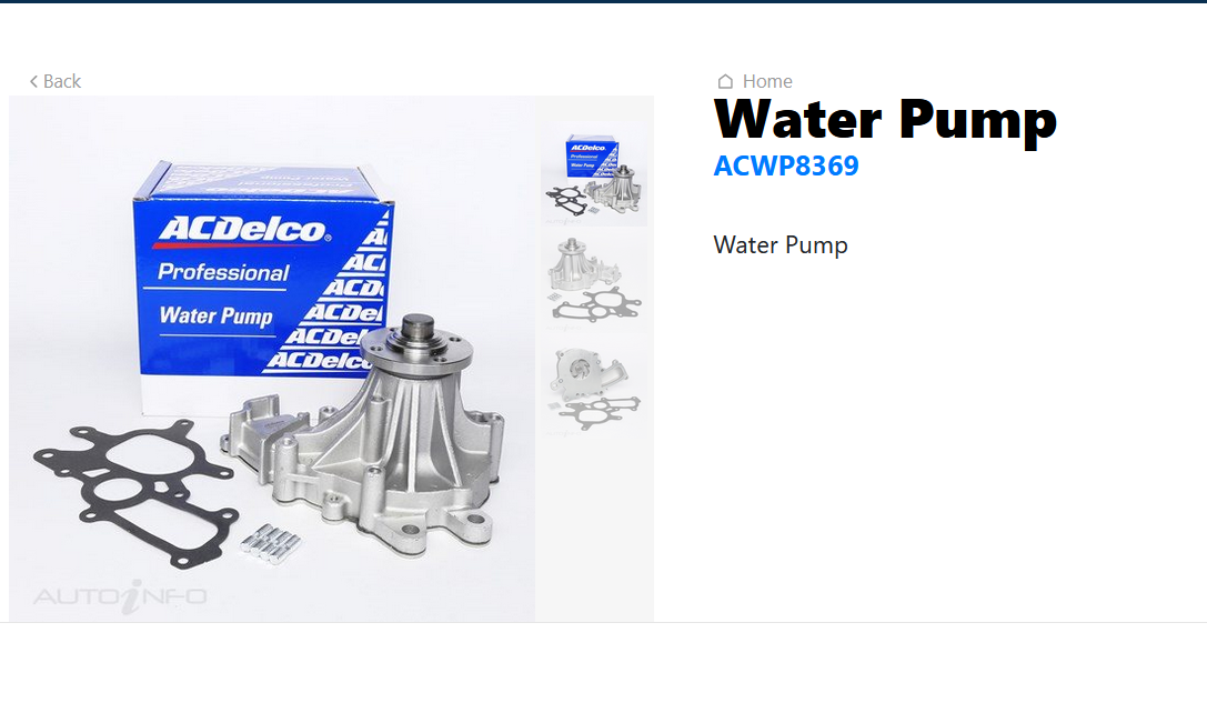 GENUINE ACDELCO WATER PUMP FOR TOYOTA HILUX SR SR5 3.0L DIESEL 3/2005-9/2015