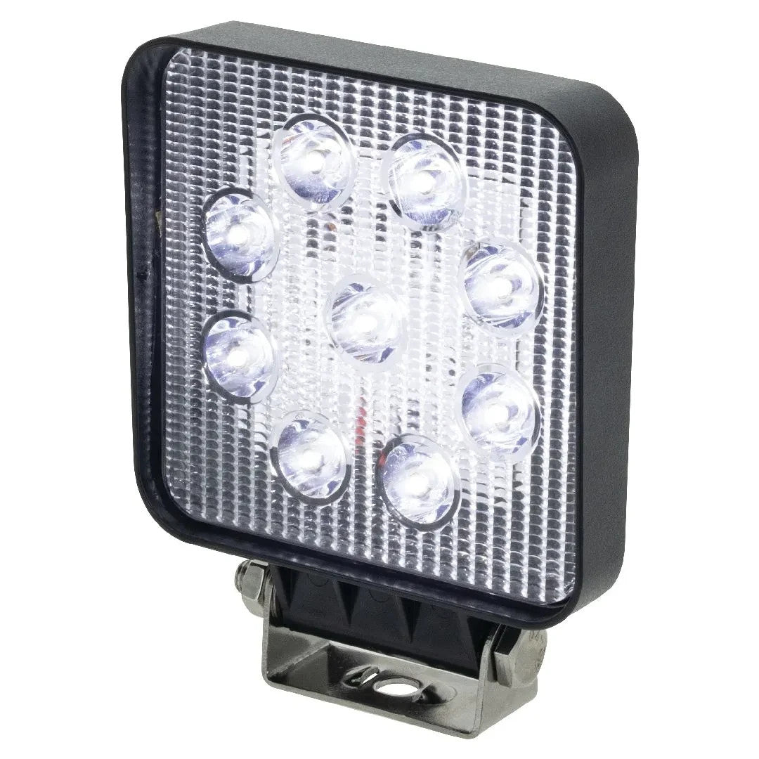 NEW HEAVY DUTY PAIR LED SQUARE WORKLAMP SPOT BEAM 10-30V 27 Watt 9 LED BLACK ABS