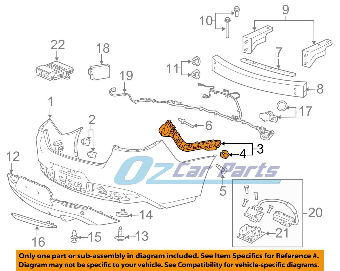 GENUINE DRIVER SIDE REAR BUMPER SIDE BRACKET FOR COMMODORE VF EVOKE CALAIS