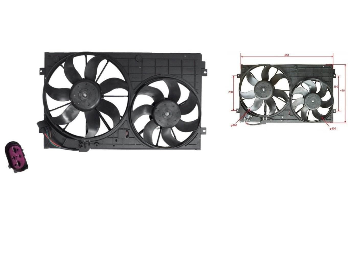 RADIATOR FAN ENGINE FAN FOR VOLKSWAGEN GOLF MK5 07/2004-09/2008 DISTANCE-250MM