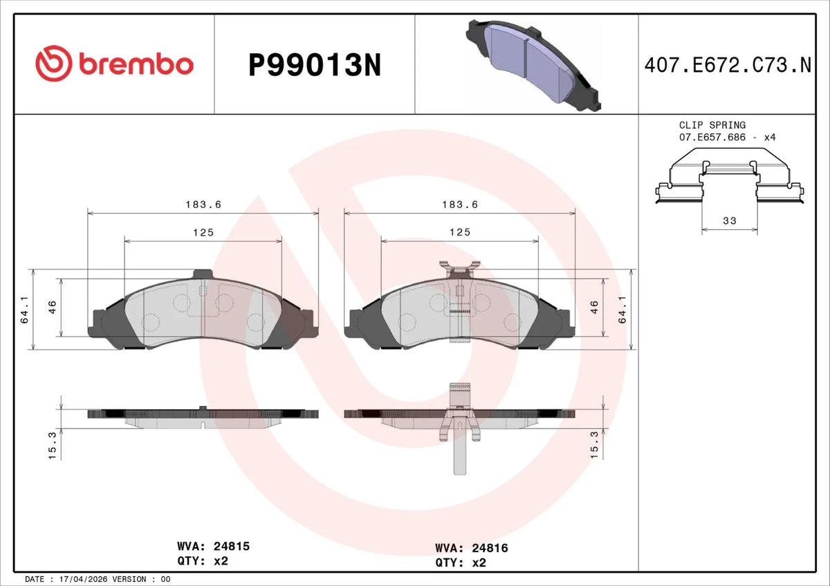 Brembo FRONT Brake Pad Set For Holden Commodore (VT, VX, VY, VZ ) V6 & V8