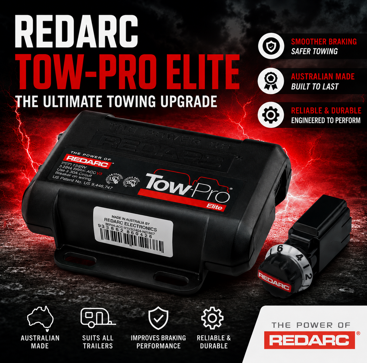NEW HEAVY DUTY TOWPRO ELITE BRAKE CONTROLLER 12/24V 1,2 OR 3 AXLE INTERNAL