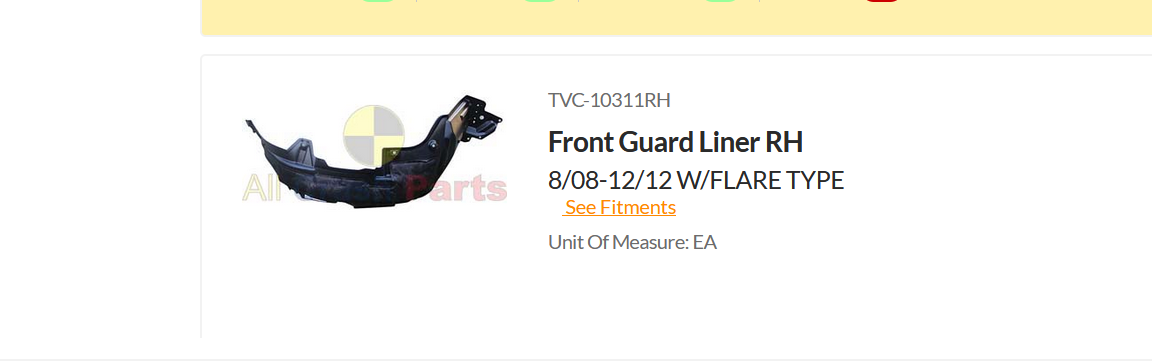 NEW DRIVER FRONT INNER GUARD LINER FOR TOYOTA RAV4 8/2008-12/2012 FLARE TYPE