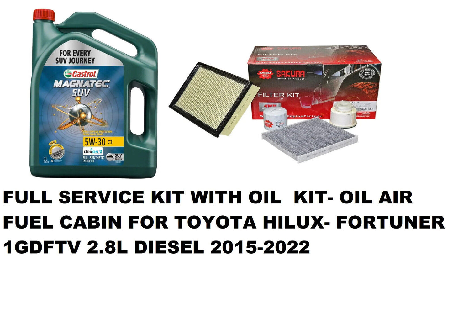 FULL SERVICE KIT WITH OIL FOR TOYOTA FORTUNER HILUX 1GDFTV 2.8L DIESEL 2015-22