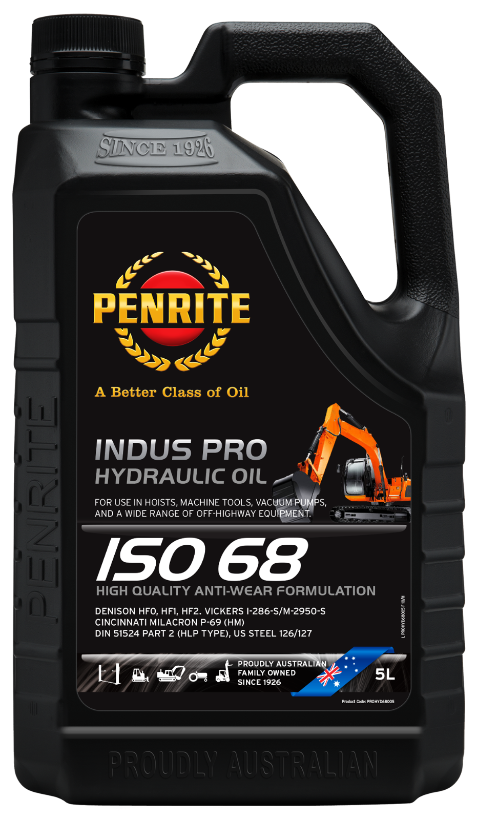 5-Litre *PENRITE* PROHYD68005 PRO HYDRAULIC 68 (Mineral) OIL ISO-68