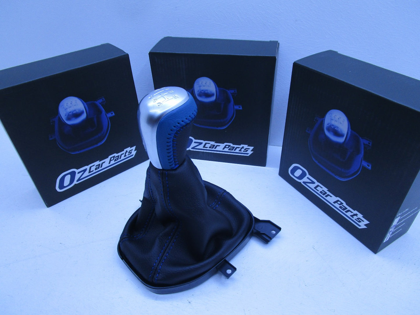 BLUE GEAR KNOB BLUE STITCH FOR HOLDEN COMMODORE VE V6 SV6 COMPLETE SET