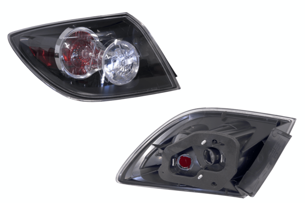 NEW LEFT SIDE TAIL LIGHT FOR MAZDA 3 HATCHBACK BK 01/04-12/08 BLACK/CLEAR/RED