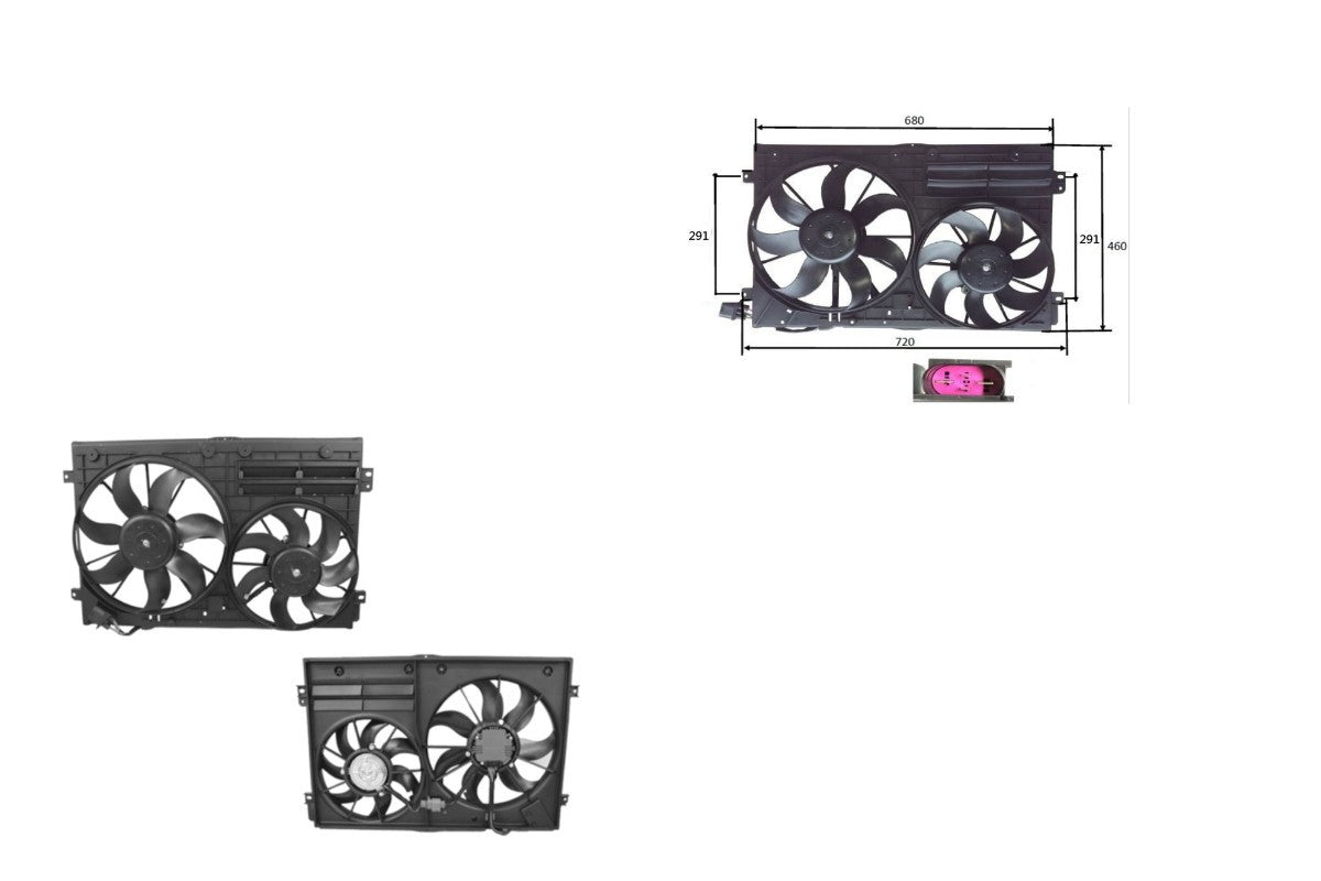 NEW RADIATOR FAN ENGINE FOR AUDI A3 8P 2.0L-3.2L MOUNT BRACKET DISTANCE 291MM