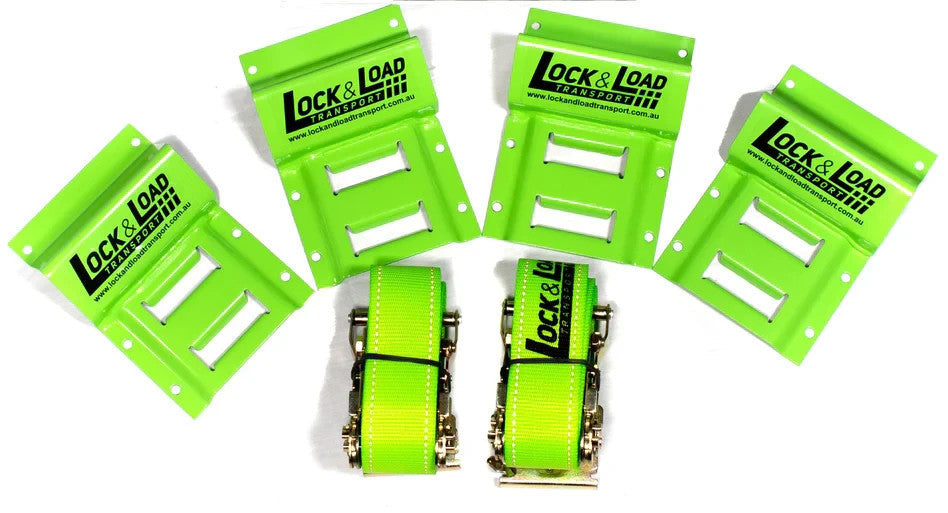 Wheel Chock Kit with 2.5m Strap KIT 50mm Retractable Ratchet SET Capacity 2000KG