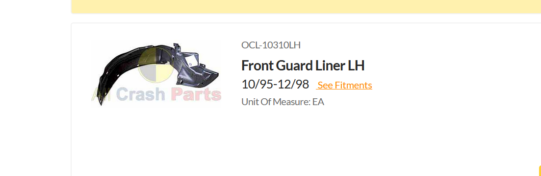 NEW PASSENGER LEFT FRONT INNER GUARD LINER FOR Honda Civic 10/1995-12/1998