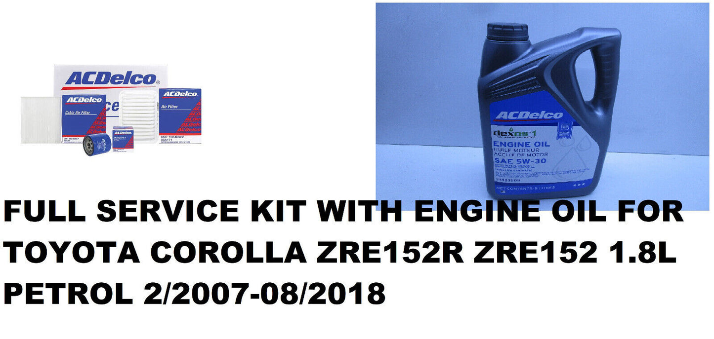 FULL SERVICE KIT WITH OIL FOR TOYOTA COROLLA ZRE152R ZRE152 1.8L 2/2007-08/2018