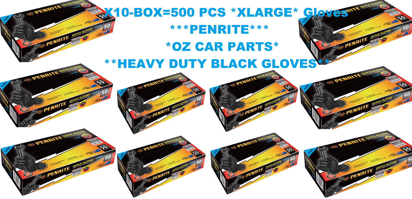 X10 BOX 500-XLARGE Gloves *PENRITE* HEAVY DUTY GLOVES BLACK-GLOVES