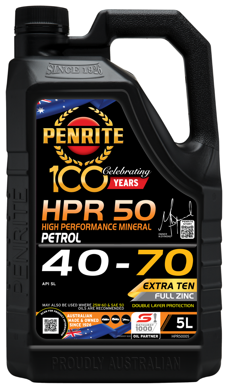 5-LITRE PENRITE OIL HPR 50 40-70 (Mineral) DOUBLE LAYER-FULL ZINC-EXTRA TEN