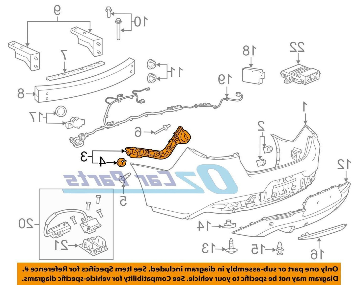PASSENGER SIDE REAR BUMPER SIDE BRACKET FOR COMMODORE VF EVOKE CALAIS