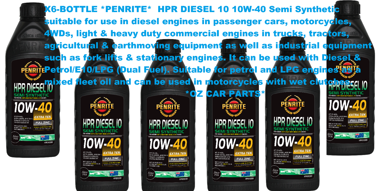 X6-BOTTLE PENRITE ENGINE OIL *HPRD10001* HPR DIESEL 10 10W-40 (Semi Synthetic)