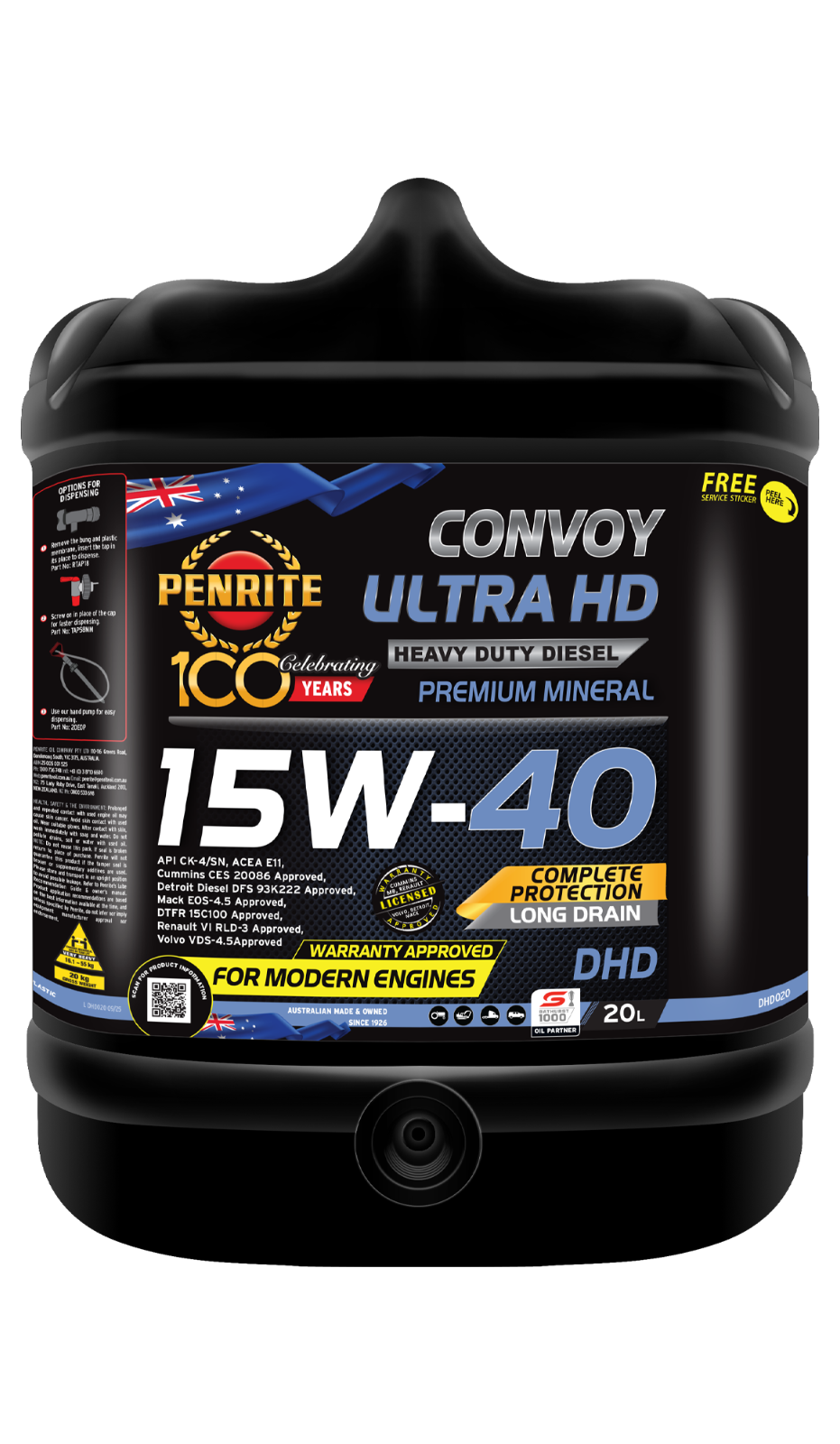 20-Litre- ENGINE OIL *PENRITE* DHD020 CONVOY ULTRA HD 15W-40 (Premium Mineral)