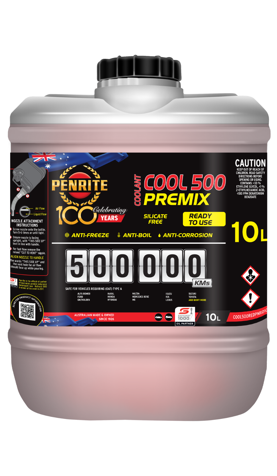 10-LITRE RED RED PREMIX COOLANT RED Anti-Freeze PENRITE COOL500REDPMX010
