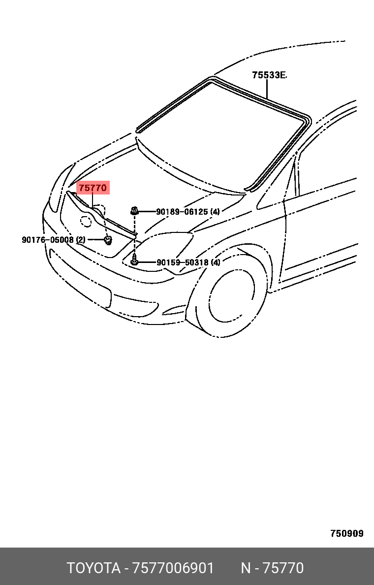 GENUINE BONNET MOULD FOR Toyota Aurion GSV50R 4/2012-8/2017 SEDAN PRIMED-MOULD