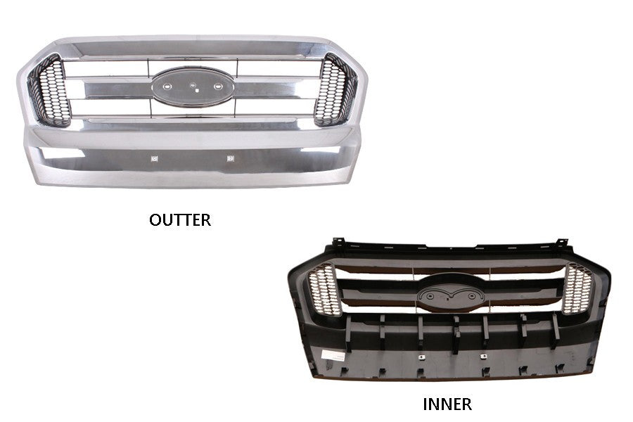 NEW FRONT GRILLE FOR FORD RANGER PX SER2 06/2015 ~ 06/2018 CHROME