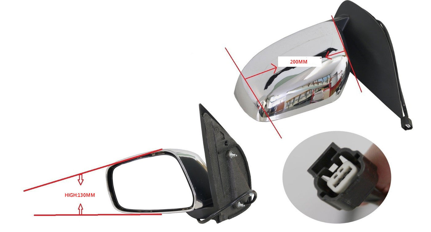 NEW LEFT SIDE DOOR MIRROR FOR NISSAN NAVARA D40 12/2005-04/2015 CHROME