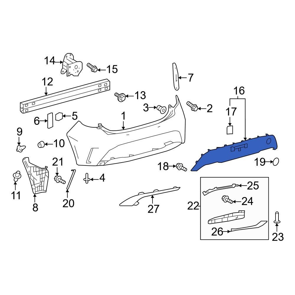 Genuine Rear Bar MOULD INSERT FOR Toyota Corolla MZEA12R 6/2018-6/2024 ZR-ONLY