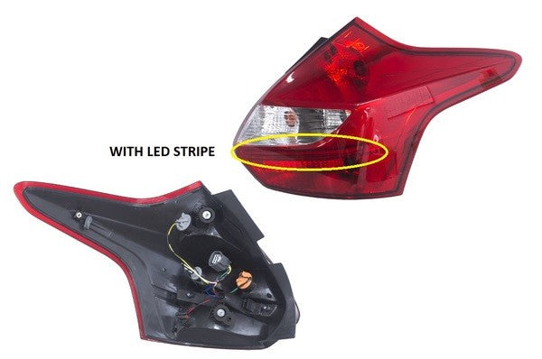 NEW RH SIDE TAIL LIGHT FOR FORD FOCUS LW HATCHBACK 04/11-11/14 WITH LED STRIPE