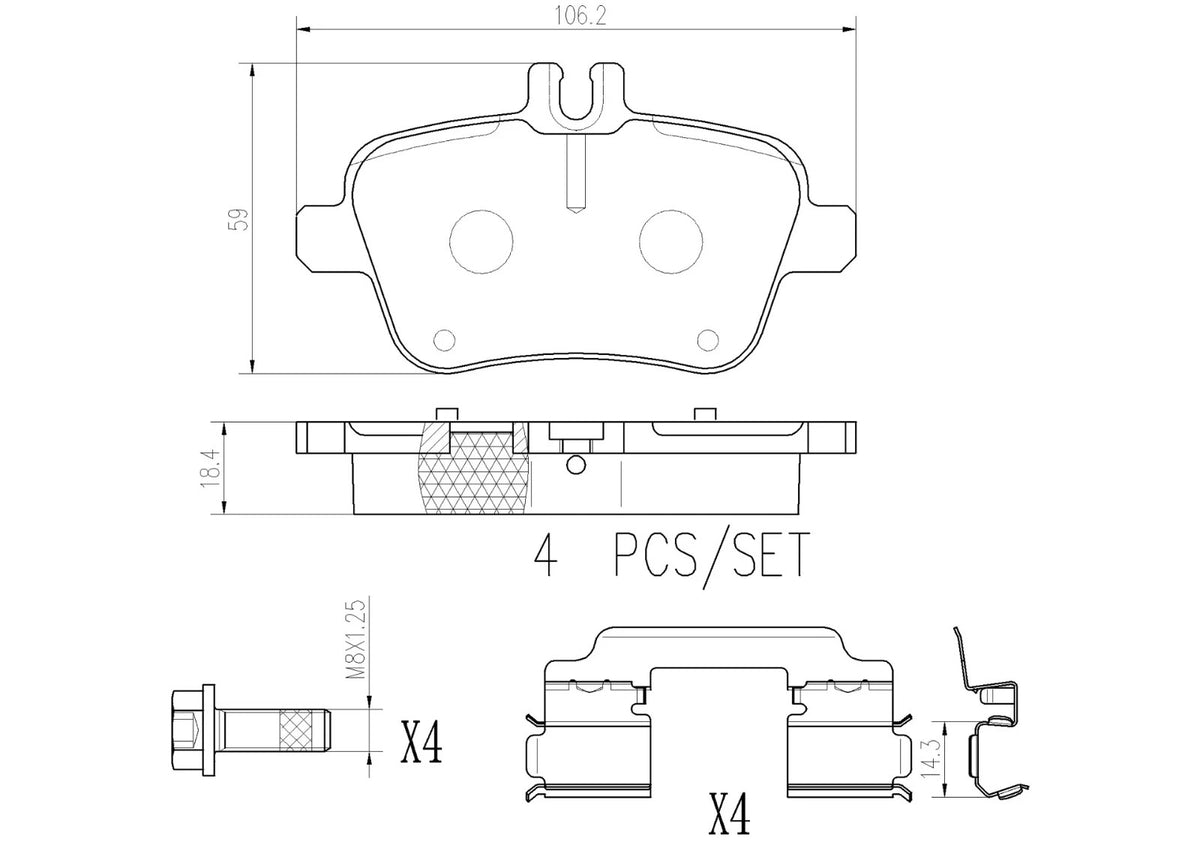 Brembo REAR Brake Pad Set For Mercedes-Benz A-Class A250 4-matic hatch 2013–2018