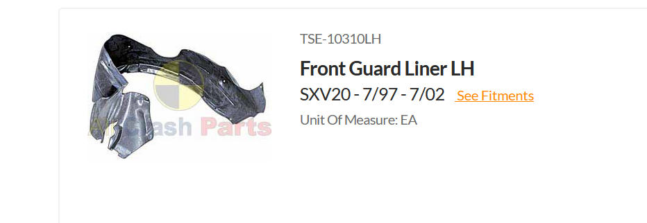 NEW LEFT FRONT INNER GUARD LINER FOR TOYOTA CAMRY 7/1997-7/2002 SXV20