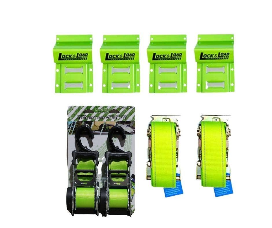 NEW Wheel Chock Kit 2.5m Strap KIT with 50mm Heavy duty Retractable Ratchet SET