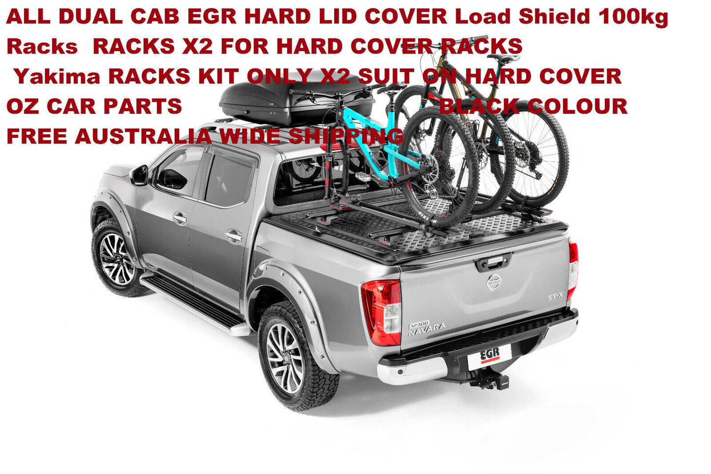 EGR HARD COVER LID Load Shield Rack Kits BLACK PAIR FOR DUAL CAB UTES NEW