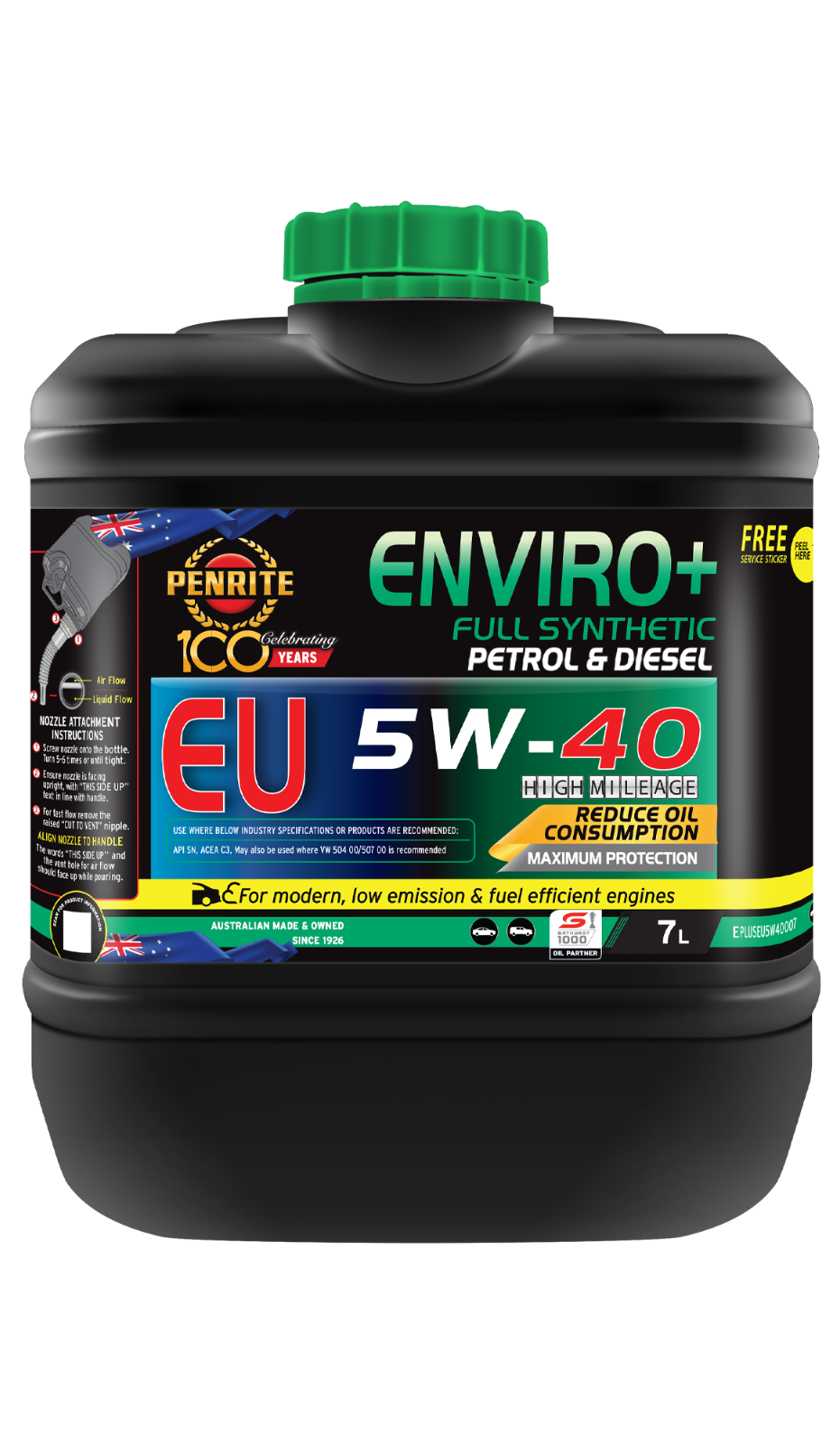 7-LITRE PENRITE ENVIRO+ EU 5W-40 premium full synthetic EPLUSEU5W40007