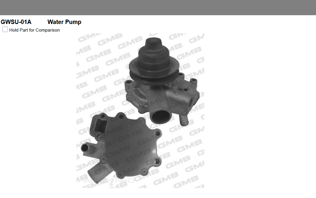 GENUINE GMB WATER PUMP+GASKET+SILICONE FOR Subaru Leone 1.6L AB 1600