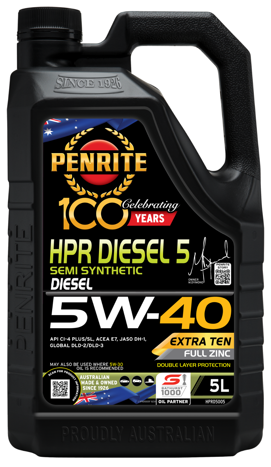 5-LITRE PENRITE ENGINE OIL HPR DIESEL 5 5W-40 Semi Syn. HPRD5005 Semi Synthetic