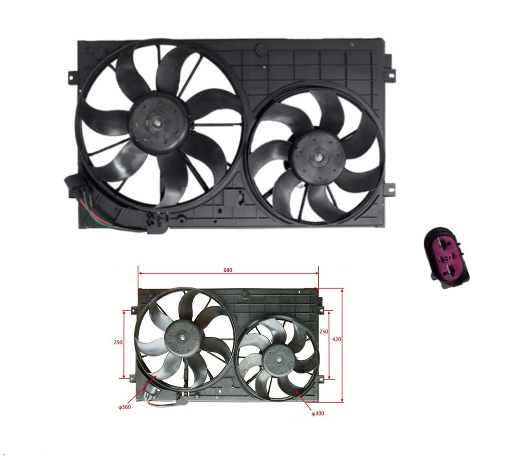 RADIATOR FAN ENGINE FAN FOR VW POLO 6R/6C DISTANCE-250MM 03/2010-10/2017 1.4L