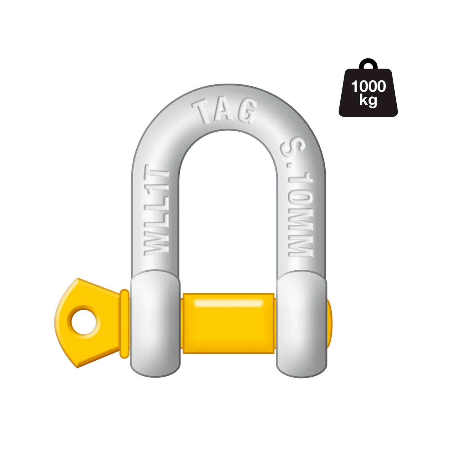 TAG D-Shackle - 10mm, 1000kg, Carbon Steel, Galvanised