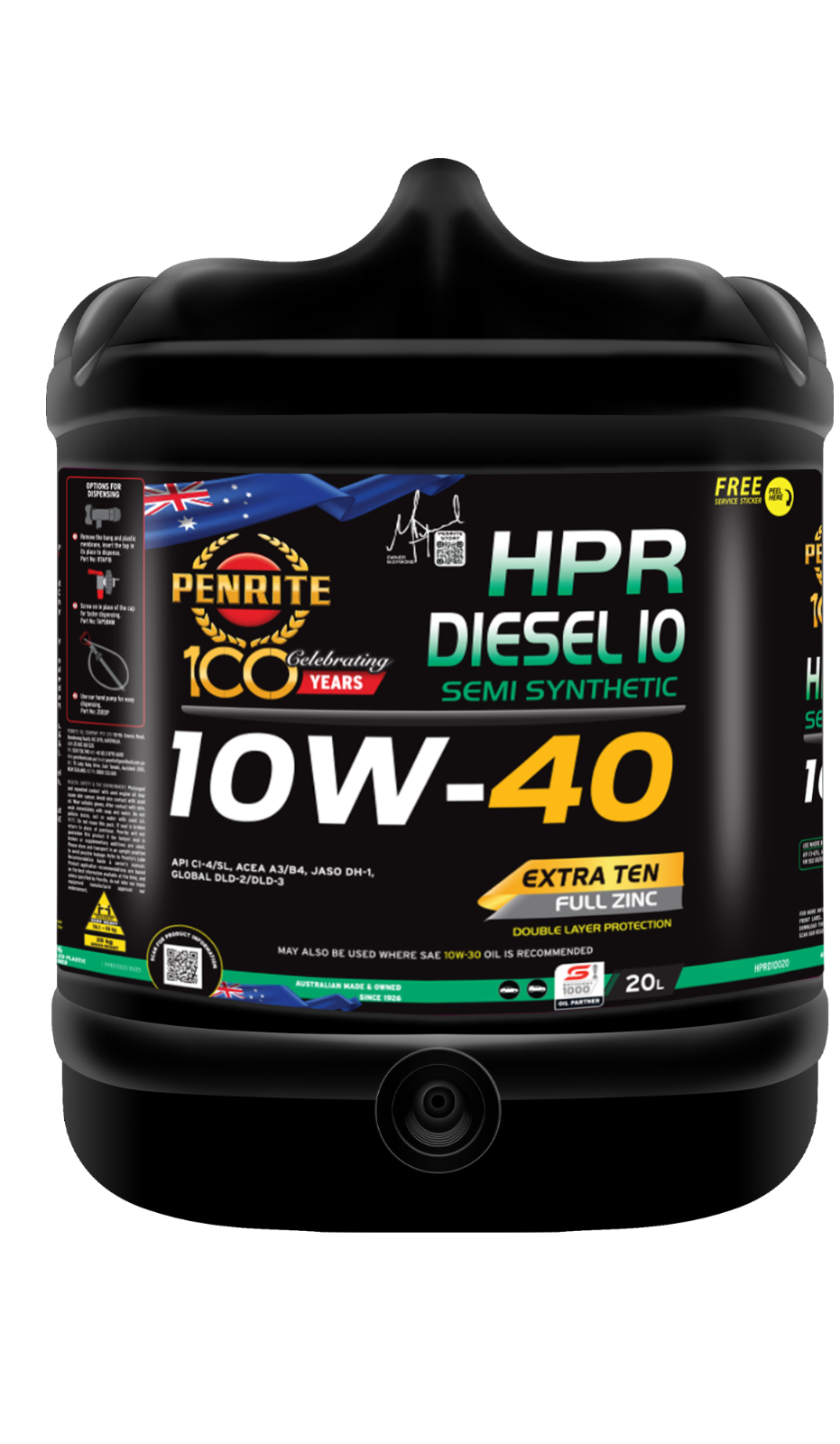 20-LITRE PENRITE ENGINE OIL *HPRD10020* HPR DIESEL 10 10W-40 (Semi Synthetic)