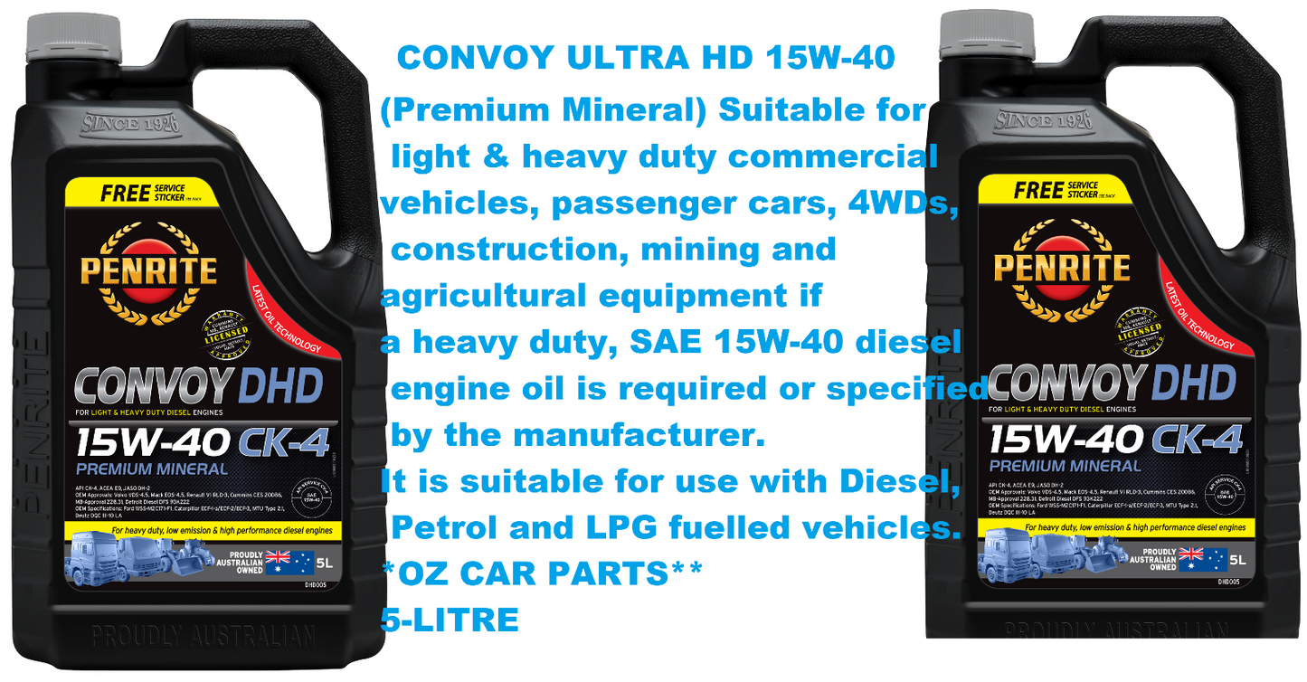 5L CONVOY ULTRA HD 15W-40 (Premium Mineral) ENGINE OIL *PENRITE* DHD005