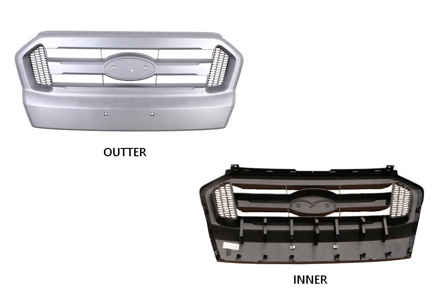 NEW FRONT GRILLE FOR FORD RANGER PX SERIES 2 06/2015 ~ 06/2018 LIGHT GREY MOULD