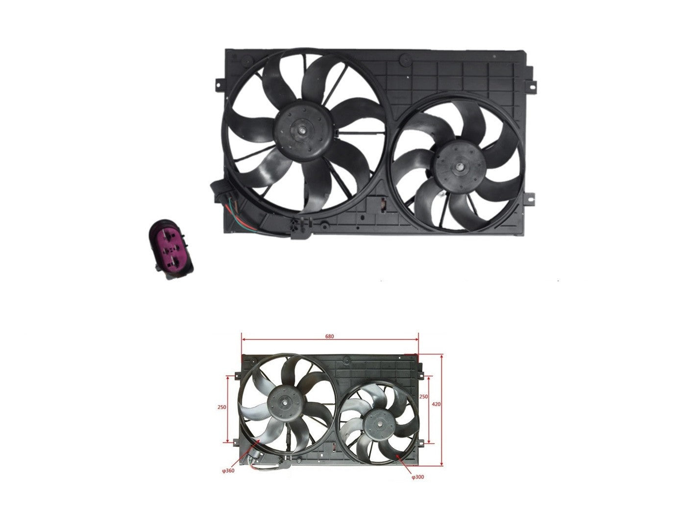 RADIATOR FAN ENGINE FAN FOR VOLKSWAGEN CADDY 2K/2C 02/2005-02/20 DISTANCE 250MM